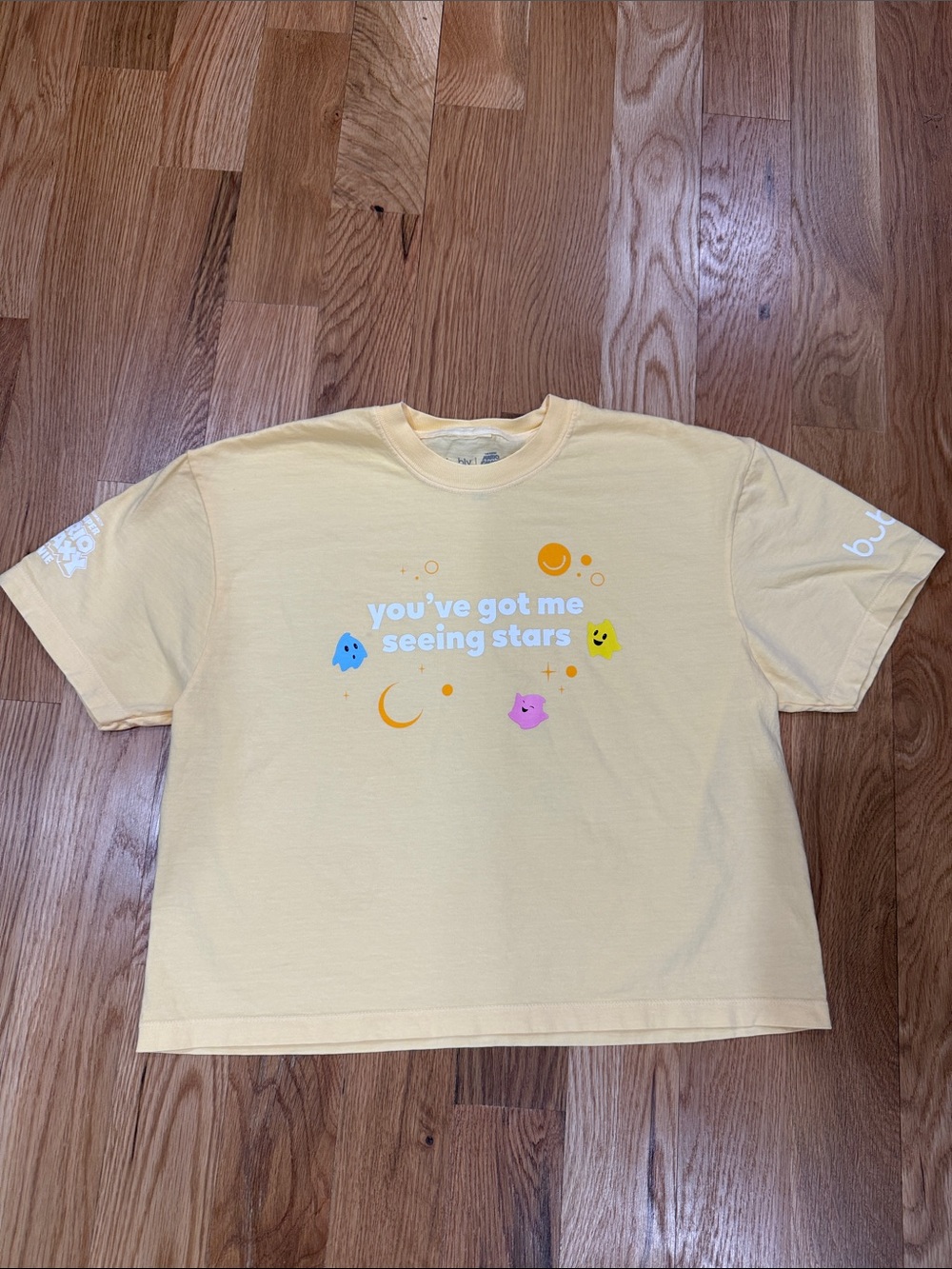 Women’s Crop Top Yellow 'You've Got Me Seeing Stars'  Tee Bubly and Super Mario